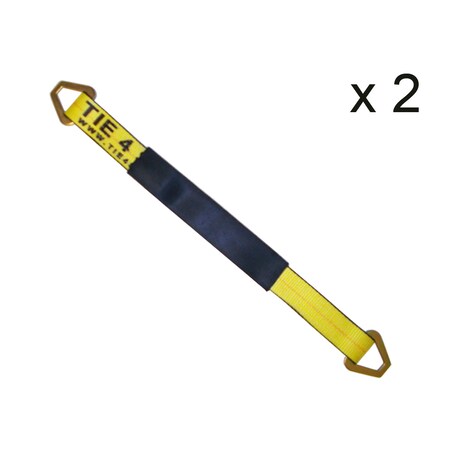 Tie 4 Safe 2" x 48" Axle Straps w/ Sleeve & D Rings, WLL: 3, 333 lbs., PK2 RT41A-48M18-Y-C-2